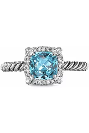 David Yurman Anillo Petite Chatelaine en plata de ley con diamante y topacio de 7mm