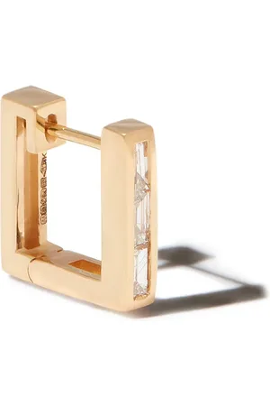 Lizzie Mandler Arete cuadrado en oro amarillo de 18kt con diamantes