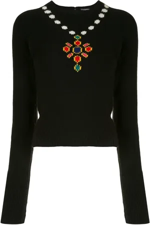 CHANEL Suéter con motivo de collar 1995