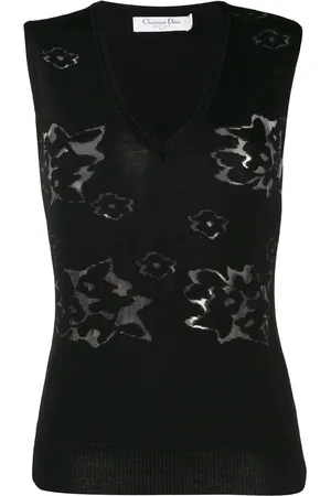 Dior Chaleco tejido con motivo floral 2000
