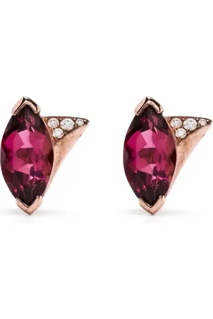SHAUN LEANE Aretes en oro rosa de 18kt con diamantes y turmalina