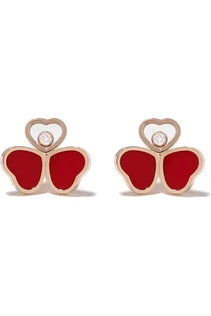 Chopard Aretes Happy Hearts en oro rosa de 18kt con diamante