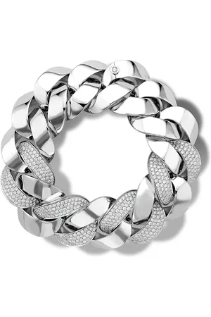 Pragnell Pulsera de cadena Cuba grande en oro de 18kt con diamantes