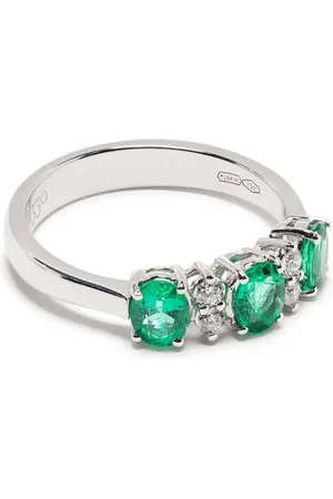 Leo Pizzo Anillo Eternity en oro blanco de 18kt con diamantes y esmeraldas