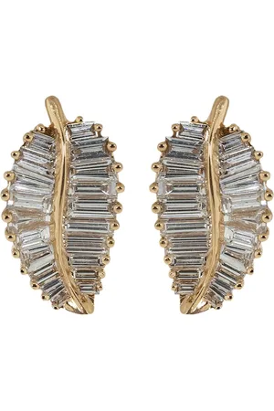 Anita Aretes con motivo de hojas en oro rosa de 18kt con diamantes