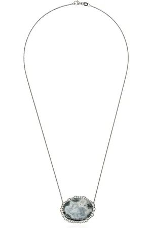 KIMBERLY MCDONALD Collar en oro blanco de 18kt con diamante y geoda