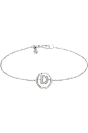 ANNOUSHKA Pulsera con inicial D en oro blanco de 18kt con diamantes