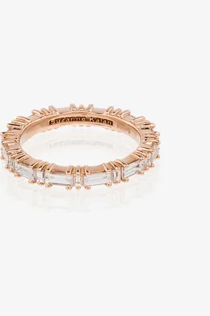 Suzanne Kalan Anillo en oro rosa de 18kt con diamantes baguette horizontales