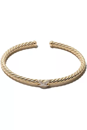 David Yurman Pulsera X Cablespira Station en oro amarillo de 18kt con diamantes de 4mm