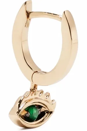 DELFINA DELETTREZ Arete Micro-Eye Piercing en oro amarillo de 9kt con esmeralda