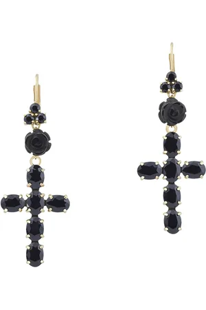 Dolce & Gabbana Aretes Devotion en oro amarillo de 18kt con zafiro y jade