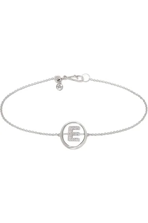 ANNOUSHKA Pulsera Initial E en oro blanco de 18kt con diamantes