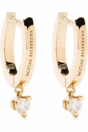 DELFINA DELETTREZ Aretes huggie en oro amarillo de 18kt con diamantes