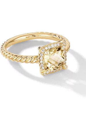 David Yurman Anillo Petite Chatelaine en oro amarillo de 18kt con diamantes y citrino de 7mm