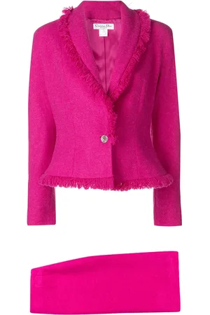 Dior Traje de falda con flecos 1990