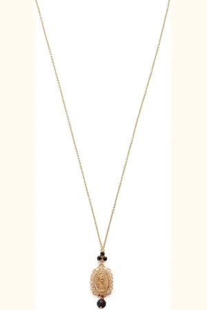Dolce & Gabbana Collar Virgin Mary en oro amarillo de 18kt con zafiro y jade