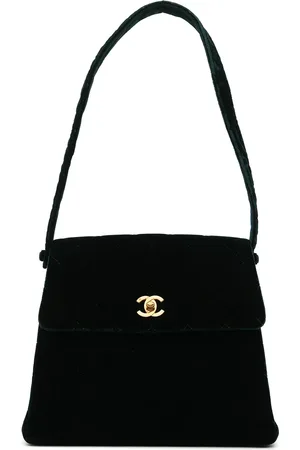 CHANEL Bolsa de mano con capitonado de rombos y logo CC 1998