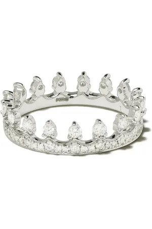 ANNOUSHKA Anillo con motivo de corona en oro blanco de 18kt con diamante