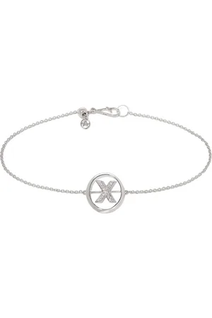 ANNOUSHKA Pulsera Initial X en oro blanco de 18kt con diamantes