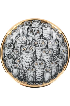 FORNASETTI Cenicero redondo con estampado Owl