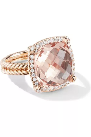 David Yurman Anillo Chatelaine en oro rosa de 18kt con diamantes y morganita de 14mm