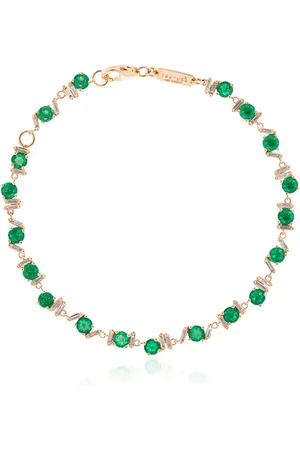 Suzanne Kalan Pulsera tenis en oro amarillo de 18kt con esmeralda y diamante