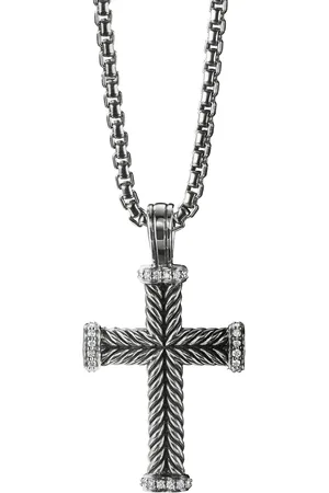 David Yurman Dije Chevron Cross en plata de ley con diamante de 33.5mm