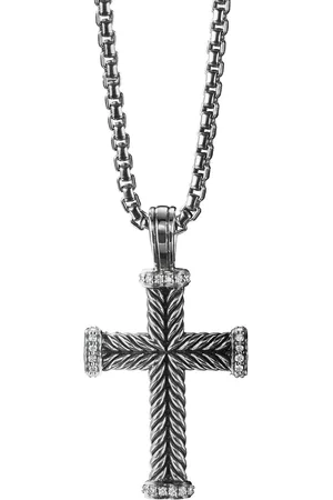 David Yurman Dije Chevron Cross en plata de ley con diamante de 33.5mm
