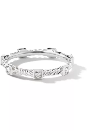 David Yurman Anillo Cable Collectibles en oro blanco de 18kt con diamantes de 2mm