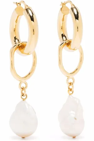 MOUNSER Aretes bañados en oro amarillo de 14kt con perlas de agua dulce