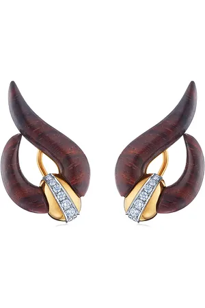 Fred Leighton Aretes Cocobolo en oro amarillo de 18kt con diamantes