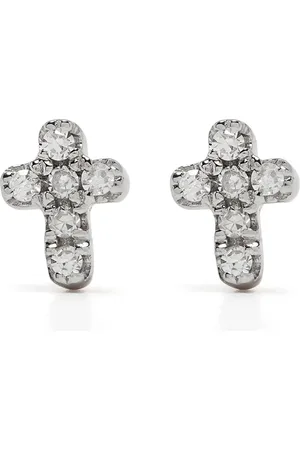 DJULA Aretes Cross en oro rosa de 18kt con diamantes
