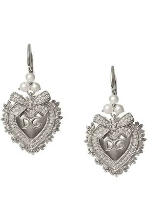 Dolce & Gabbana Aretes Devotion en oro blanco de 18kt con diamantes