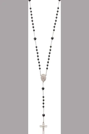 Dolce & Gabbana Collar estilo rosario en oro blanco de 18kt con crucifijo