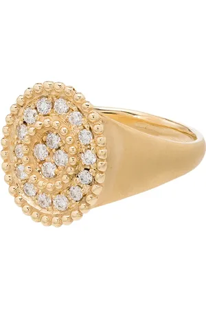 KIMAI Anillo de sello en oro amarillo de 18kt con pavé de diamantes