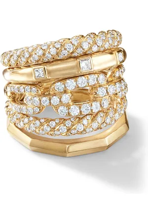 David Yurman Anillo Stax Five Row en oro amarillo de 18kt con diamantes de 21mm