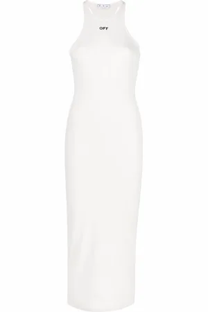 OFF-WHITE Vestido de canalé Off-Stamp