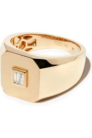 Shay Anillo de sello en oro con diamantes de corte baguette