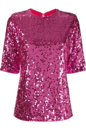 Saint Laurent Blusa manga corta bordada con lentejuelas 1990