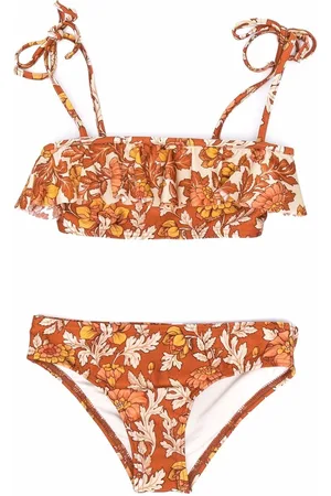 ZIMMERMANN Bikini con volantes y estampado floral