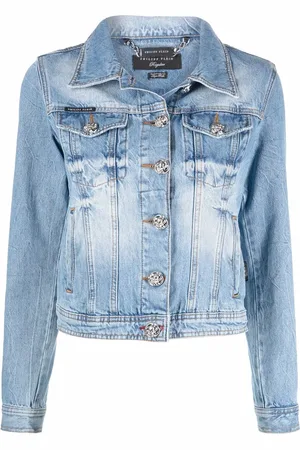 Philipp Plein Chaqueta vaquera con placa del logo