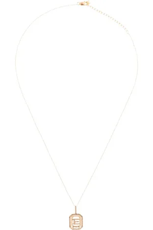 Mateo Collar con dije E en oro amarillo de 14kt con diamantes