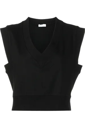 ROSETTA GETTY V-neck cropped cotton tank top