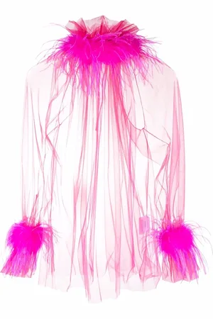 Styland Blusa con ribete de plumas