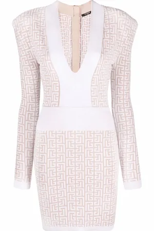 Balmain Vestido manga larga con motivo del monograma