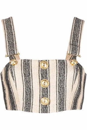 Balmain Top corto con estampado de rayas