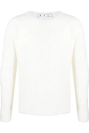 OFF-WHITE Suéter tejido de canalé con cuello redondo