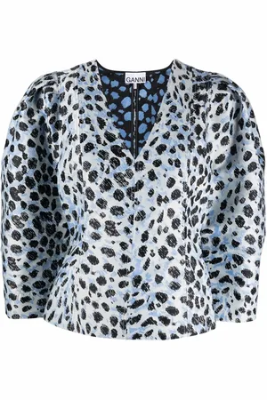 Ganni Top con estampado de leopardo