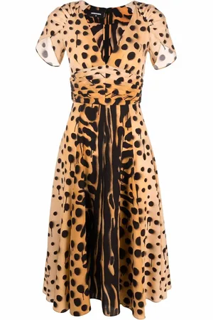 Dsquared2 Vestido midi acampanado con animal print