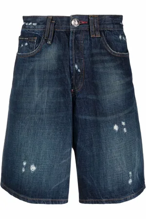 Philipp Plein Shorts de mezclilla con efecto envejecido
